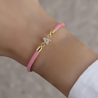 Bracelet Lien avec Charme Cœur Initial Lettre pour Femmes Bracelet Classique Lettre A-Z Chaîne Corde pour Bijoux Quotidien Cadeaux I rose