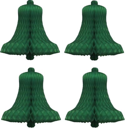 Haza Original Decoratieve Kerstklokken 16 Cm 4 Stuks Donkergroen