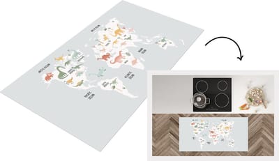 Keukenloper - Loper keuken - Kaart - Dino - Grijs - 120x60 cm - Keukenloper vinyl