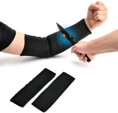 2-stuks snijbestendige mouwen - Tuinhandschoenen - Snijbestendige gebreide mouwen - Snijbestendige handschoenen niveau 5 - Met lange mouwen - Armbeschermingsmouwen - Lange tuinhandschoenen voor zwaar werk in de keuken - Zwart