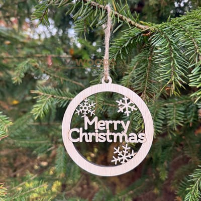 Kerstbal Merry Christmas - JM Woods - Kersthanger - Kerstboom - Houten Kerstornament