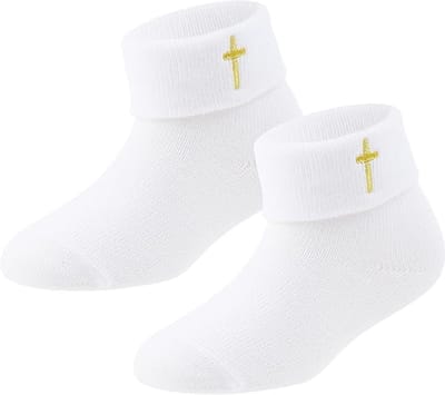 1 paar babysokjes - witte katoenen sokjes, geschikt voor zowel jongens als meisjes - wit - geschikt voor baby's van 0-12 maanden