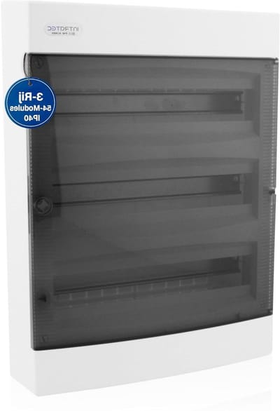 Intratec Opbouw Zekeringskast 2-rijig – IP40 Verdeelkast voor 36 Modules met Witte Deur voor Eenvoudige Installatie Thuis & Zakelijk – 361 x 396 x 112 mm