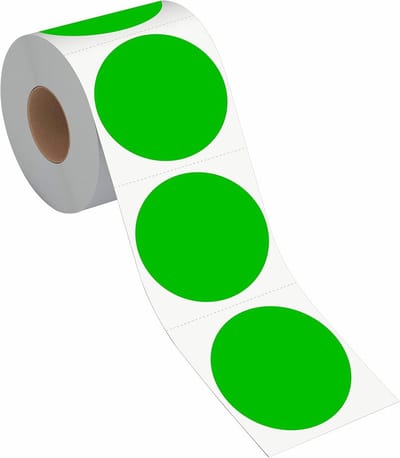 Ronde groene kleurcodering cirkeldots stickers met perforatielijn op rol - 500 stuks voor inventarisbeheer, etikettering en organisatie