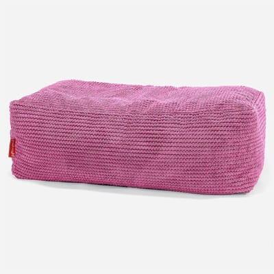 Grote Rechthoekige Poef & Voetenbank met Pluizige Pompom Structuur - Zacht Kussen voor Woonkamer