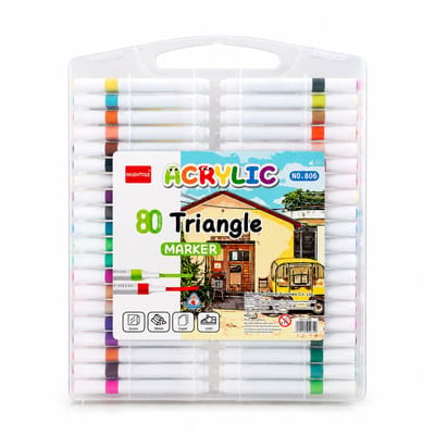 Acrylmarkers - 80 kleuren - Driehoekige stiftvorm - Voor tekenen en DIY-projecten - Geschenkverpakking