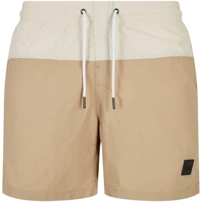 Urban Classics - Block Zwemshorts - XS - Beige/Groen