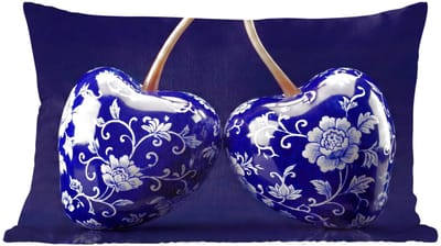 Sierkussens - Kussentjes Woonkamer - 60x40 cm - Porselein- Kersen - Delfts - Blauw