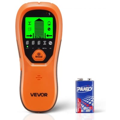 VEVOR Stud Finder, muurscanner, 5-in-1 elektronische multidetector met intelligente sensor, LCD-scherm met hoge resolutie en audio-alarm, voor metaal, AC-kabels, studs, buizen, oranje