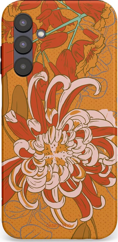 Casetastic hoesje geschikt voor Samsung Galaxy A25 - Dubbellaagse bescherming - Bloemige lente - Fashion Case - Okergeel Terracotta Beige