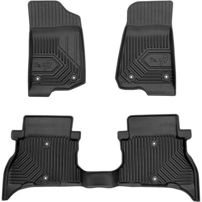 Frogum No.77 Automat / Vloermat - 3D Pasvorm - Geschikt voor Jeep Wrangler 4xe (Hybrid) vanaf 2021 - TPE Rubber - 3-delig - Hoge Rand 4cm - Zwart