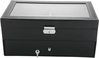 Brillen Opbergdoos - Brillen Organizer - Veilige Opslag - Dubbellaags Ontwerp - 34x19x16cm - Zwart