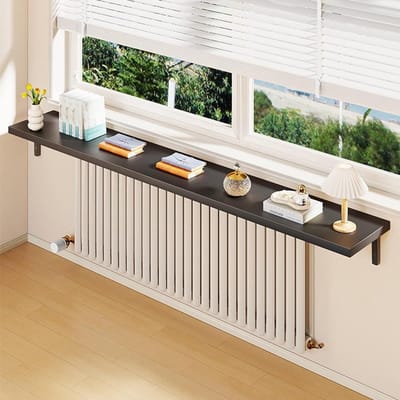 Houten radiatorplank - Zwevend opbergrek - Ruimte maximaliseren - Stofwerende hoes - 110x20cm - Nero