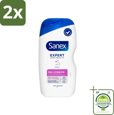 Sanex Douchegel Expert Skin Health Pro Hydrate 400 ml - Voordeelverpakking - 2 stuks - Droge huid - Hydratatie