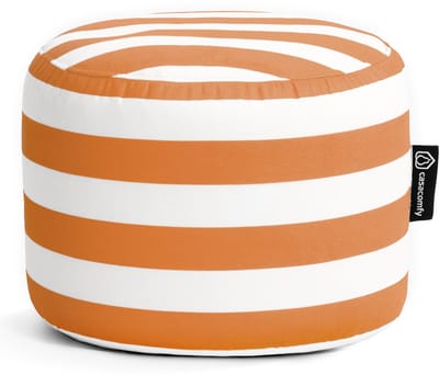 Casacomfy CozyStudio - Ronde Poef - Oranje Strepen - Zachte Stof - Woonkamerstoel
