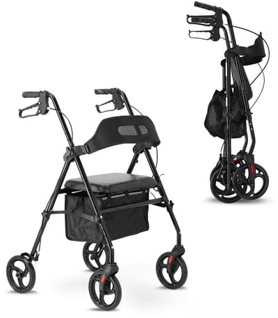 Mooiys Brian Rollator - Lichtgewicht & Opvouwbaar - Zitfunctie - Zwart