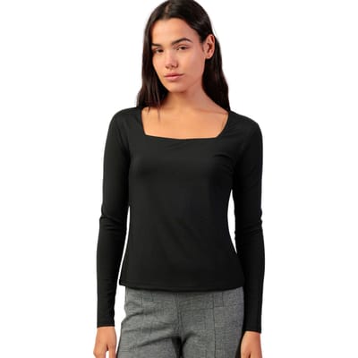 T-Shirt Lange Mouw Admas Top met lange mouwen en vierkante hals Cuadrado