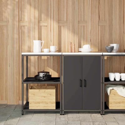 vidaXL Keukenopbergsysteem HATTEM 2 pcs Zwart Koudgewalst staal