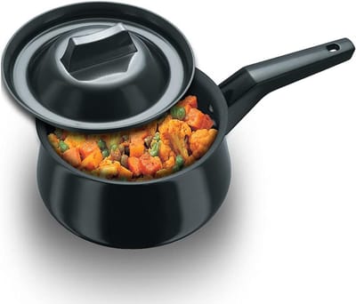 Hard Geanodiseerde Steelpan met Deksel - 2 Liter - Zwart