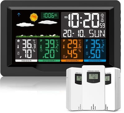 Weerstation Draasloos Binnen/Buiten - Weerstation - Wifi - Multifunctioneel met 3 Buitensensoren - Digitale Alarmklok - Voor Thuis en Kantoor