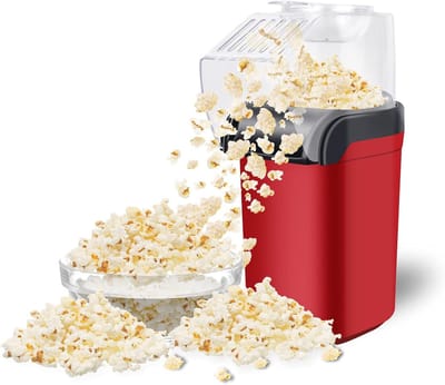 SnelShoppen - Retro Hetelucht Popcornmachine - Elektrische Popcornmaker - Gezonde Caloriearme Popcorn in 3 Minuten - Ideaal voor Filmavonden en Feestj