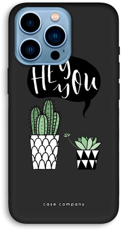 Case Company® - Hoesje geschikt voor iPhone 13 Pro Max hoesje - Hey you cactus - Biologisch Afbreekbaar Telefoonhoesje - Bescherming alle Kanten en Schermrand
