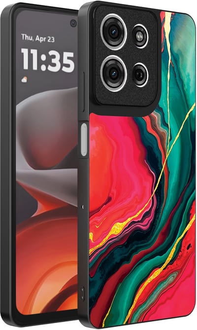 Smartphonica Telefoonhoesje Geschikt voor Motorola Moto G15 met Rood Groen Marmer Opdruk - TPU Backcover Case Red Green Marble Design geschikt voor Motorola Moto G15
