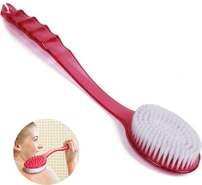 Doucheborstel - Badborstel - Rugborstel - Met Lange Steel en Scrubber - Lichaamsborstel - Rug Scrubber - LOUZIR