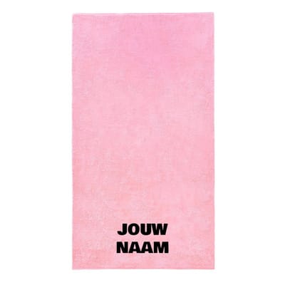 Strandlaken met naam licht roze 100x200cm