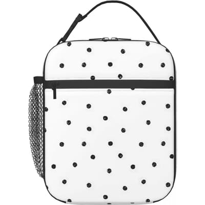 Zwart Witte Stippen Geïsoleerde Lunchtas voor Dames Kinderen Lekkagevrije Voedseldozen Thermische Lunchbox Tote One Size black