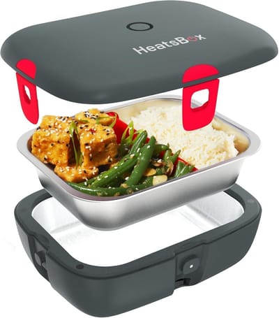 Elektrische Lunchbox - Warme Maaltijd Houder - Onderweg Eten - Geïntegreerde Verwarming - 920 ml - Zilver