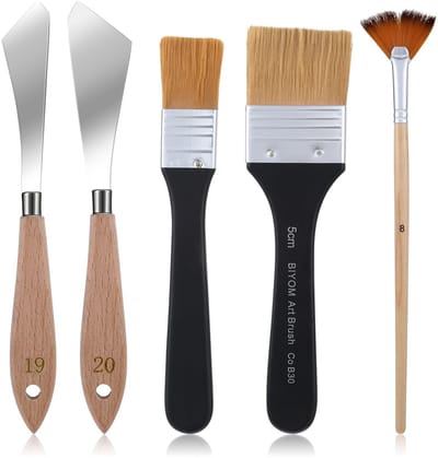 Dailygoods - Set van 5 verfmessen - Kunstenaarsgereedschap - Professionele penselen en paletmes - 5 cm en 2,5 cm - Geschikt voor schilderen - Roestvri...