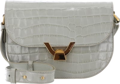 COCCINELLE Leren Schoudertas Dew Crossbody Shiny Soft Croco Print Leather Celadon Green Mintgroen