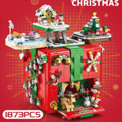 Boîte Cadeau de Noël Mécanisme Surprise Bloc de Construction Modèle DIY Élan Bonhomme de Neige Briques Ornement Jouets pour Enfants Adulte