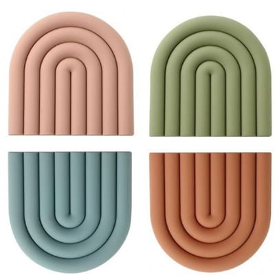 longziming -Siliconen Onderzetters en Ovenhandschoenen - Hittebestendig en Antislip, 4-delige Set voor Pannen, Glazen en Schalen