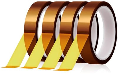 Hittebestendig thermisch plakband, 4 rollen polyimide tape 20 mm x 33 m, ideaal voor elektronica, 3D-printers en soldeerwerkzaamheden