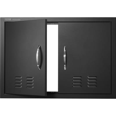VEVOR Grilltoegangsdeur, 762 X 533 X 46 mm, Dubbele Buitenkeukendeur, Verzonken Gemonteerde Koude Plaatdeur, Verticale Wanddeur met Handgrepen en Ventilatiesleuven, voor Grilleiland, Grillstation Etc.