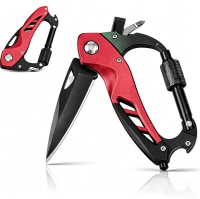 BOTC Survival zakmes - 6-in-1 EDC Tool met Flesopener, Schroevendraaier & Ruitbreker - Compact Survival Tool - Rood