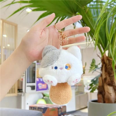 Schattig Pluche Kat Speelgoed Poppetje Piepend Sleutelhanger Handtas Schooltas Auto Rugzak Hanger Kawaii Accessoire Cadeaus voor Vriend Klasgenoot Meisjes