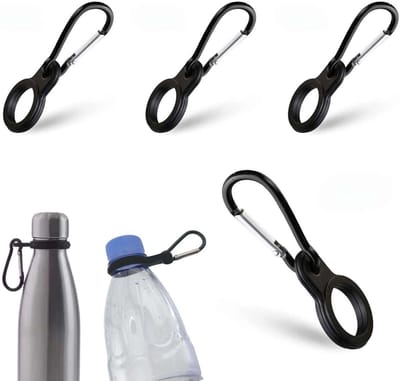Set van 4 Flessenhouders met Karabijnhaak, Ideaal voor Wandelen, Kamperen en Outdoor Activiteiten, Inclusief Heup- en Rugzakbevestiging