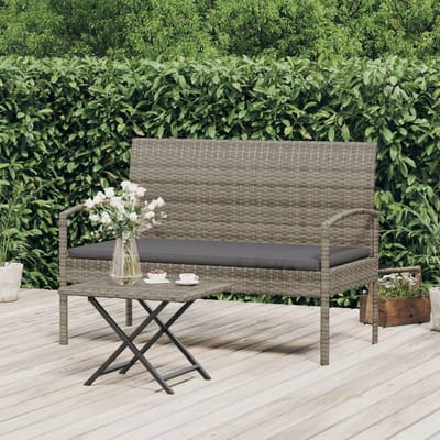Tuinbank met kussen - Buitenbank terras - Ontspannen in de tuin - Weerbestendig polyrotan - 105 cm breed - Grijs