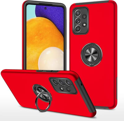Telefoonhoesje Met Vingerring & Magneet voor Telefoohouders - Hoesje Geschikt voor: Samsung Galaxy A51 - Rood