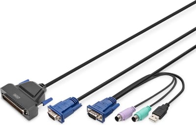 Digitus DS-72212 toetsenbord-video-muis (kvm) kabel Zwart
