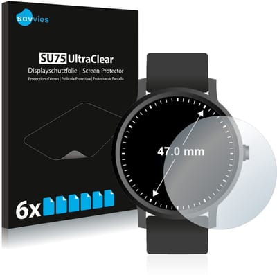 Savvies - Screenprotector voor Horloges (Rond, ø: 47 mm) - Folie Beschermfolie transparant 6 Stuks
