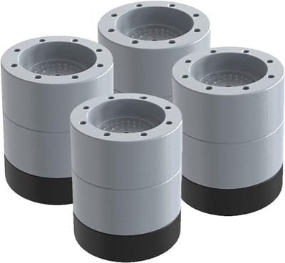 4 stuks Trillingsdempers Wasmachine - 6 cm universele schokdempers - verdikte antislipmatten voor wasmachines - antislipmatten voor wasmachines - geluidsisolerende schokdempers - speciale matten voor wasmachines en drogers - Grijs
