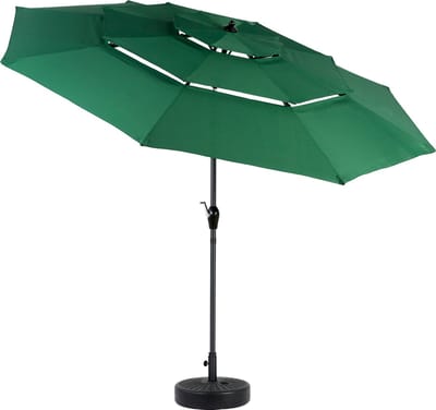 MODFU - Dubbelzijdige Rechthoekige Tuinparasol - Met Slinger En Kantelmechanisme - 3-Laags Geventileerd - Staal - Donkergroen - 14,8 Ft