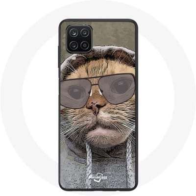 Samsung Galaxy A12 hoesje Kat met grappige fotokap Dieren