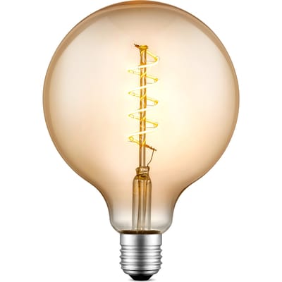 Edison Vintage LED filament lichtbron Globe - Amber - G125 Spiraal - Retro LED lamp - 12.5/12.5/17cm - geschikt voor E27 fitting - Dimbaar - 4W 280lm 2700K - warm wit licht