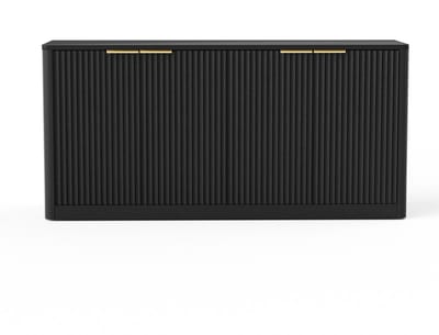 Zwart MDF Vierdeurs Opbergkast Laag Model 150x40x70.5cm Voor Woonkamer Hal Slaapkamer