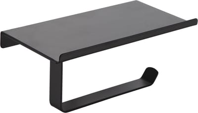 4bathroomz® WC-Rolhouder Zwart met plankje voor Telefoon - toiletrolhouder